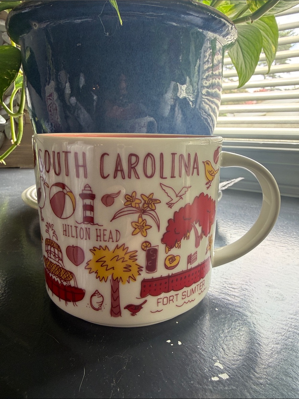 Starbucks South Carolina White Mug with Red and Yellow Graphics